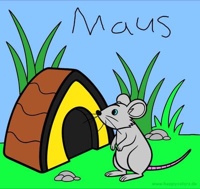 Colored version: Simple mouse by a mouse hole