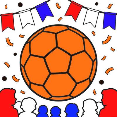 Ausgemalte Version: Fußball bei einer internationalen Feier