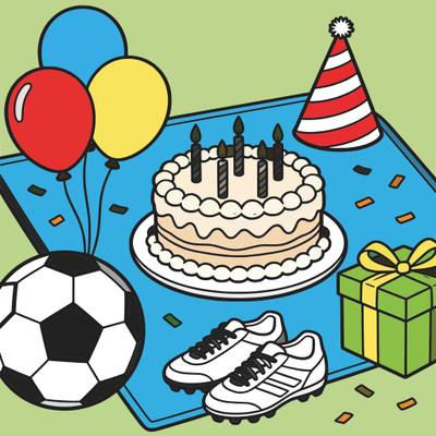 Ausgemalte Version: Tischset-Szene zum Fußball-Geburtstag
