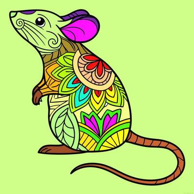 Versione colorata: Topo zentangle di profilo