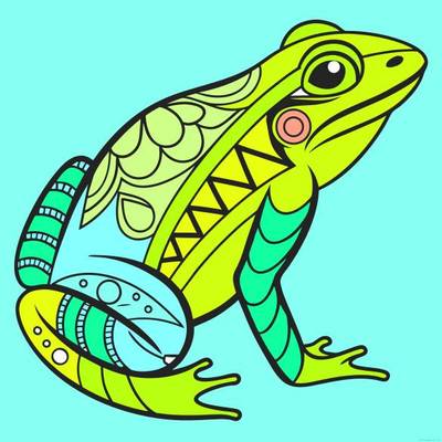 Versione colorata: Rana zentangle vista di profilo