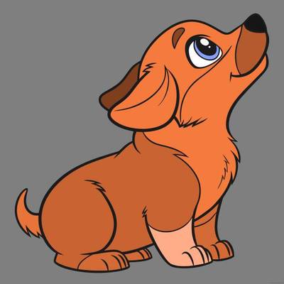 Colored version: Cute kawaii puppy full body