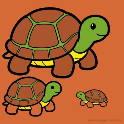 Colored version: Cute cartoon turtle family