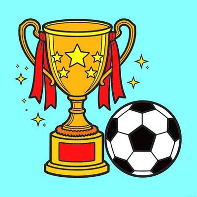 Version coloriée : Trophée de football avec ballon et rubans