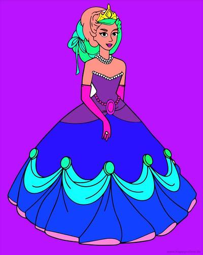 Version coloriée : Princesse avec collier de perles