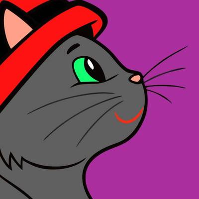 Ausgemalte Version: Einfache Katze mit Weihnachtsmütze