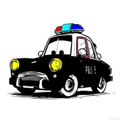 Ausgemalte Version: Cartoon Polizeiauto