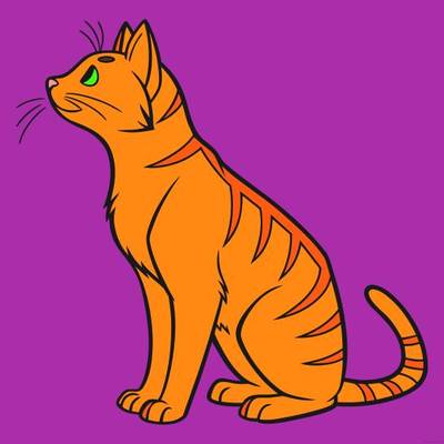 Ausgemalte Version: Sitzende Polydaktyl-Katze