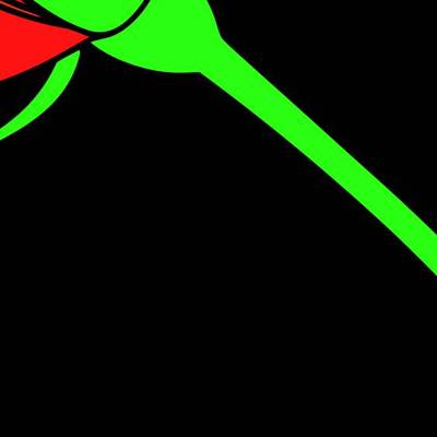 Colored version: Side-view rose bud with leaves