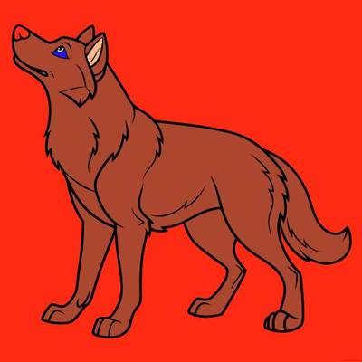 Colored version: Simple standing Siberian husky