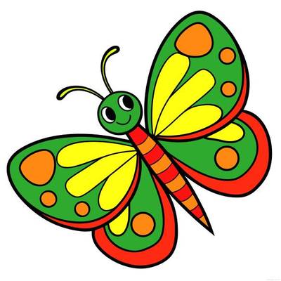 Ausgemalte Version: Lächelnder Schmetterling