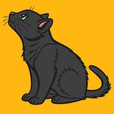 Ausgemalte Version: Sitzende Katze im Seitenprofil