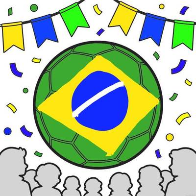 Version coloriée : Ballon de football en fête internationale