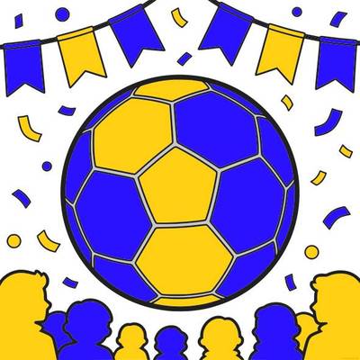 Version coloriée : Ballon de football en fête internationale