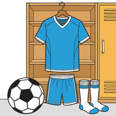 Version coloriée : Maillot de football dans un casier