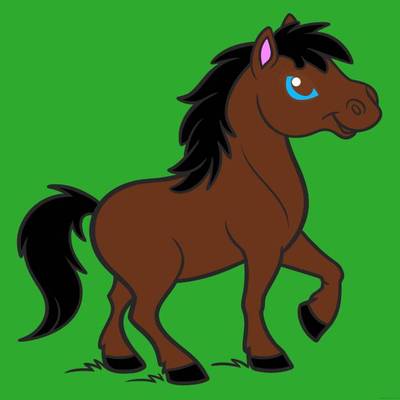 Ausgemalte Version: Shetlandpony im Trab als Ausmalbild