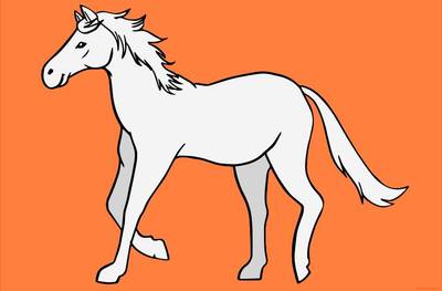 Ausgemalte Version: Pferd im Trab