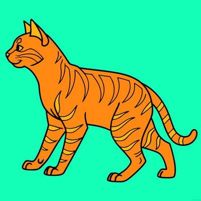 Ausgemalte Version: Stehende Bengalkatze als Ausmalbild