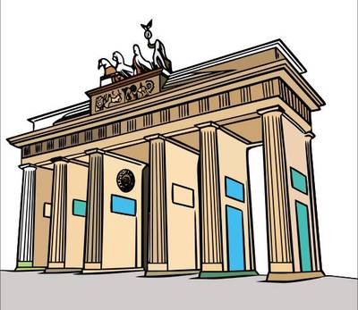 Ausgemalte Version: Brandenburger Tor mit Quadriga