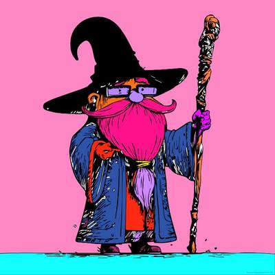 Colored version: Whimsical wizard illustration