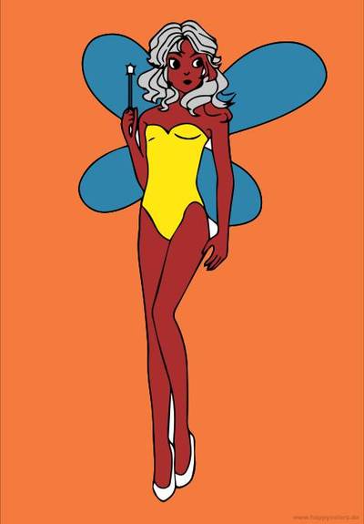 Colored version: Fairy with wings and magic wand