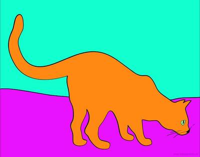 Ausgemalte Version: schnuppernde Katze