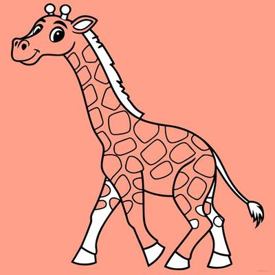 Ausgemalte Version: Kawaii-Giraffe beim Laufen