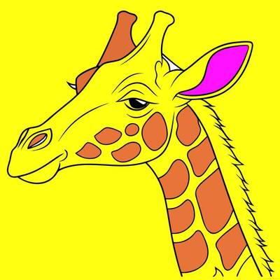 Ausgemalte Version: Einfaches Giraffenkopf-Porträt