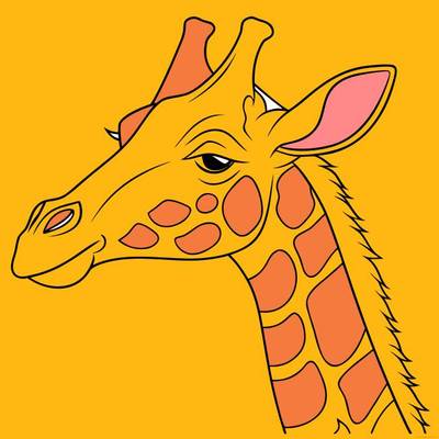 Ausgemalte Version: Einfaches Giraffenkopf-Porträt