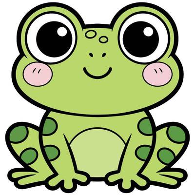 Ausgemalte Version: Kawaii-Frosch mit großen Augen