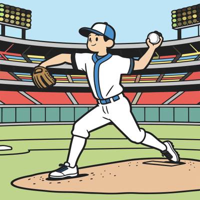 Version coloriée : Lanceur de baseball en plein lancer
