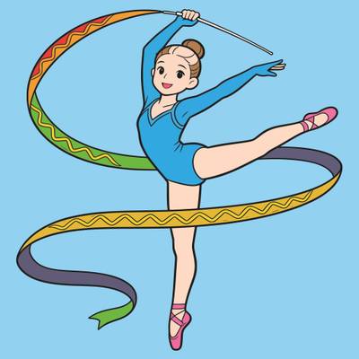 Version coloriée : Gymnaste rythmique avec ruban