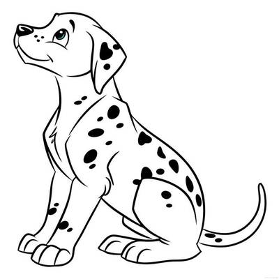 Colored version: Cute sitting Dalmatian puppy