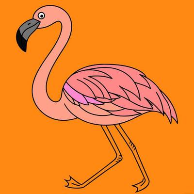 Version coloriée : Flamant rose au contour simple