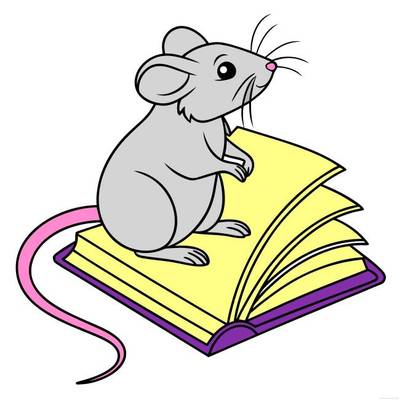 Version coloriée : Souris simple sur un livre ouvert