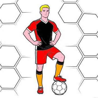 Version coloriée : Joueur de football avec ballon