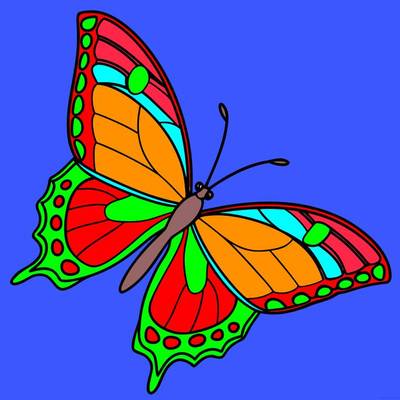 Versione colorata: Farfalla macaone vista di lato
