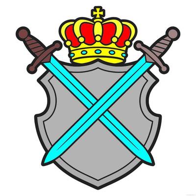 Versão colorida: Brasão simples com espadas cruzadas
