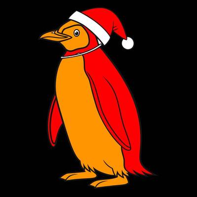 Versione colorata: Pinguino con cappello di Natale