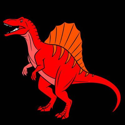 Ingekleurde versie: Gedetailleerde Spinosaurus dinosaurus