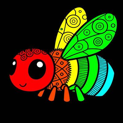 Fargelagt versjon: Enkel zentangle-bi
