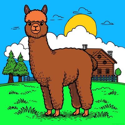 Versione colorata: Alpaca in un paesaggio
