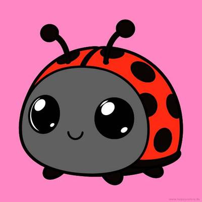 Versão colorida: Joaninha kawaii para colorir