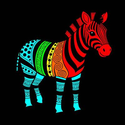 Wersja pokolorowana: Zebra z wzorzystymi pasami