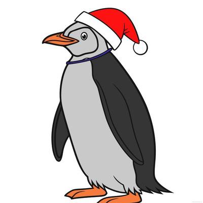 Versão colorida: Pinguim com gorro de Natal