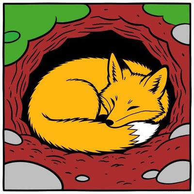 Ausgemalte Version: Schlafender Fuchs im Fuchsbau