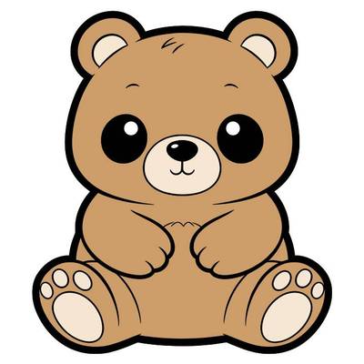 Ausgemalte Version: Chibi-Kawaii-Bär von vorn