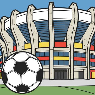Wersja pokolorowana: Stadion Parc des Princes z piłką nożną