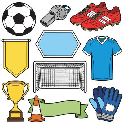 Färglagd version: Enkelt fotbollskollage