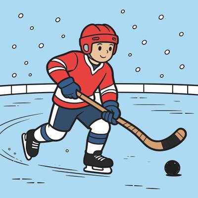 Versão colorida: Jogador sueco de bandy no gelo